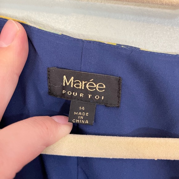 MAREE Blouse 14 Georgette Floral Ruffle Cinch Waist Peplum Long Sleeves Blue NWT - Picture 7 of 9